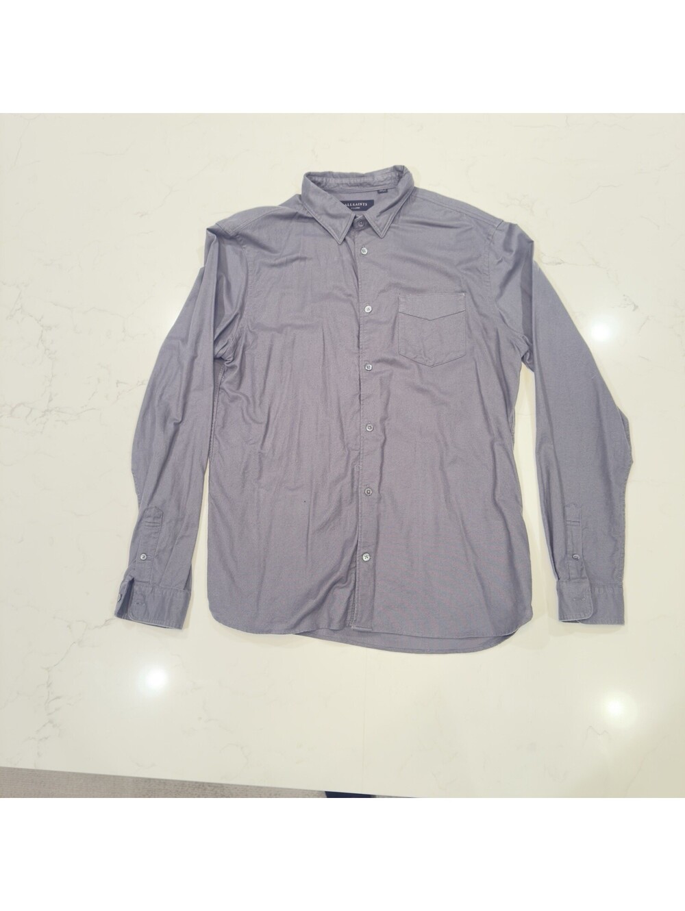 AllSaints Mens Grey Long Sleeve Button Down Oxford Shirt Size XL Extra Large
